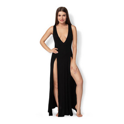 Deep V Dual Slit Maxi Dress