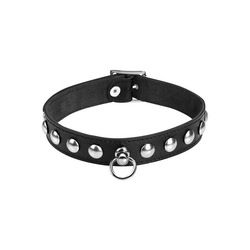 Leder-Halsband mit Rundnieten