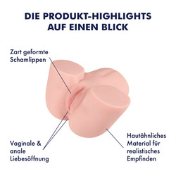 Naturnaher Masturbator mit 2 Liebesöffnungen, 24,5 cm