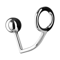 Metall-Penisring mit Analdildo, S, 4 cm