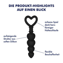 Silikon-Analkette mit Herz-Design, 15 cm