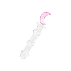 Glasdildo mit Mond Applikation, 19,5 cm