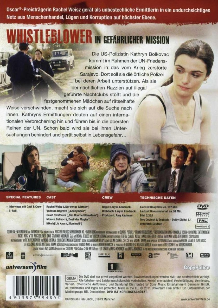 The Whistleblower Blu-ray (2011) – Rachel Weisz, Drama, Irish Version, Cert 15
