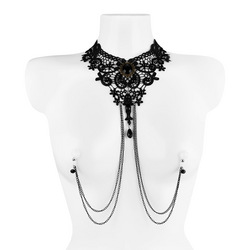 Spitzen-Collier mit Nippelklemmen