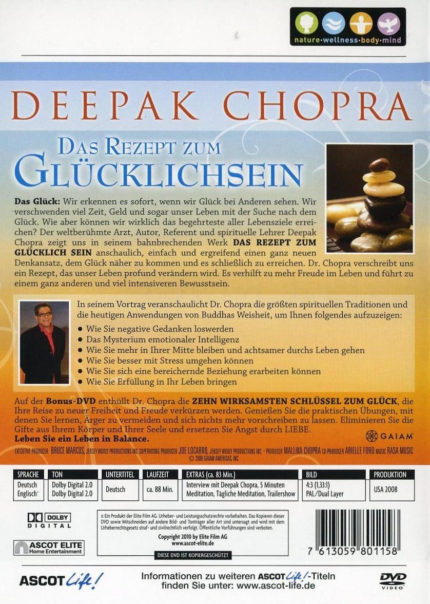 Deepak Chopra Das Rezept Zum Glucklichsein Dvd Oder Blu Ray Leihen Videobuster De