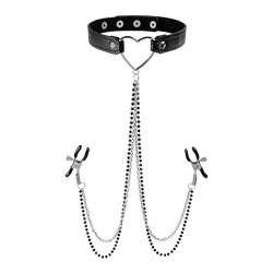 Sex &amp; Mischief - Amor Collar with Nipple Clamps