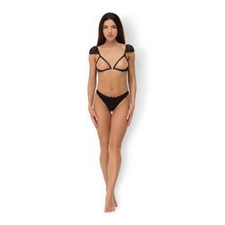 Show Me Off Open Bra &amp; Crotchless Panty Set, 2 Teile
