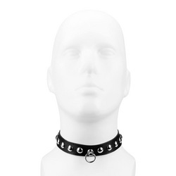 Leder-Halsband mit Rundnieten