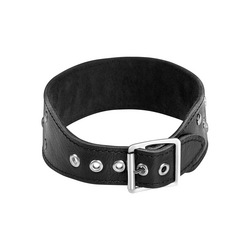Breites Leder-Halsband mit Flachnieten