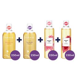 Vielseitiges Massageöl-Set, 4 x 250 ml