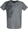 Black Premium by EMP graues T-Shirt mit V-Ausschnitt und seitlichem Print powered by EMP (T-Shirt)