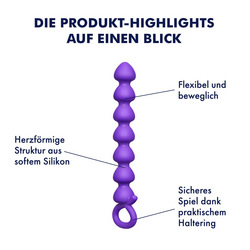 Herzförmige Analkette aus Silikon, 15 cm