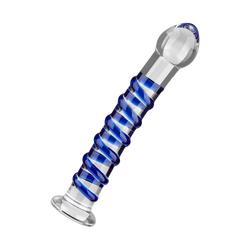 Glasdildo mit Spiralstruktur, 19 cm