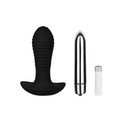 Gerillter Silikon-Analplug, 10,2 cm