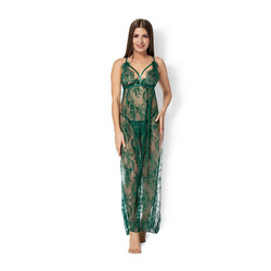 Dual Slit Lace Gown, 2 Teile