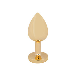Edelstahl-Dildo mit Kristall, gold, 7,5 cm