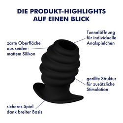 Strukturierter Analplug mit Tunnel S, 7,4 cm