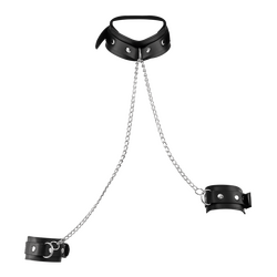 Lederfessel-Set mit Halsband und Kette