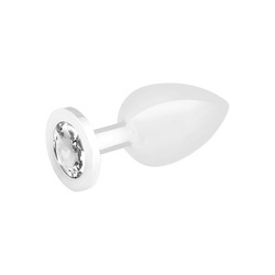 Edelstahl-Dildo mit Kristall, silber, 10 cm