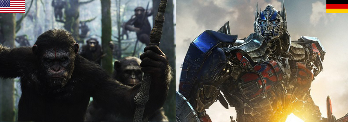Kino-Top-10 USA+Deutschland: Affen und Transformers erobern die Kinosäle