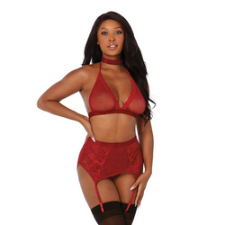 Bralette &amp; Garter Belt Set, 4 Teile