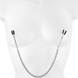 Gummierte Nippelklemme mit Kette