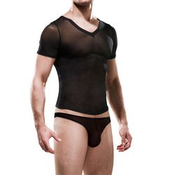 Transparentes T-Shirt mit V-Ausschnitt