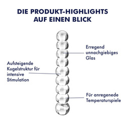 Glasdildo mit Kugelstruktur, 20,5 cm