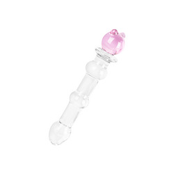 Glasdildo mit Bärchen Applikation, 18 cm
