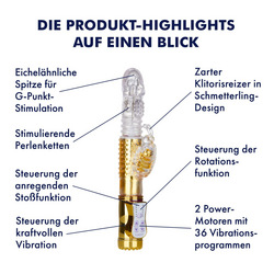 Stoßender Perlen vibrator, 25,5 cm