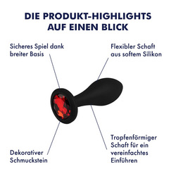 Silikon-Analplug mit Schmuckstein - Größe L, 10,5 cm