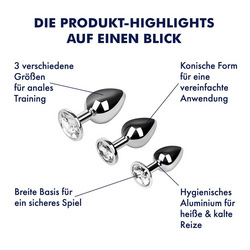 Analplug-Set aus Aluminium, 7 - 9,5 cm