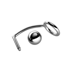 Metall-Penisring mit Analdildo, M, 4,5 cm