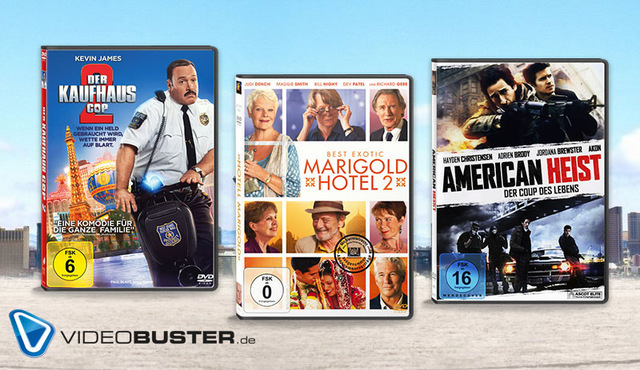 Top 3 Neuerscheinungen 34. KW: Kaufhaus Cop 2, Marigold Hotel 2 & American Heist