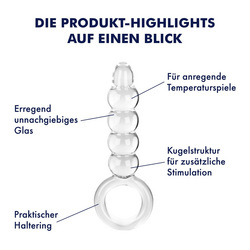 Glasdildo mit Kugelstruktur, 16,5 cm
