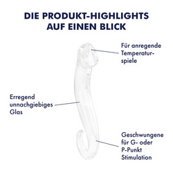 Geschwungener Glasdildo S, 18,5 cm