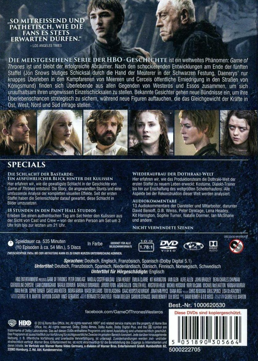 Game of Thrones - Staffel 6: DVD oder Blu-ray leihen 