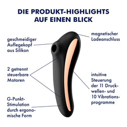 Satisfyer Dual Kiss, 2:1 Vibrator + Druckwellentoy