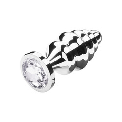 Gerillter Analplug mit Kristall, 8 cm