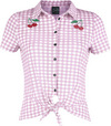 Pussy Deluxe Plaid Short Girl Blouse Bluse rosa weiß powered by EMP (Bluse)