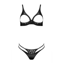 Exklusives Wetlook- und Spitzen-BH-Set mit offenen Cups TP100