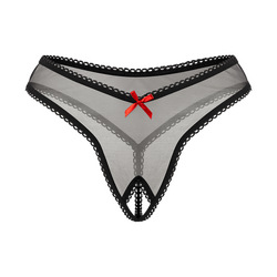 Schicker Ouvert-String mit Ziernaht