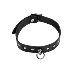 Leder-Halsband mit Flachnieten