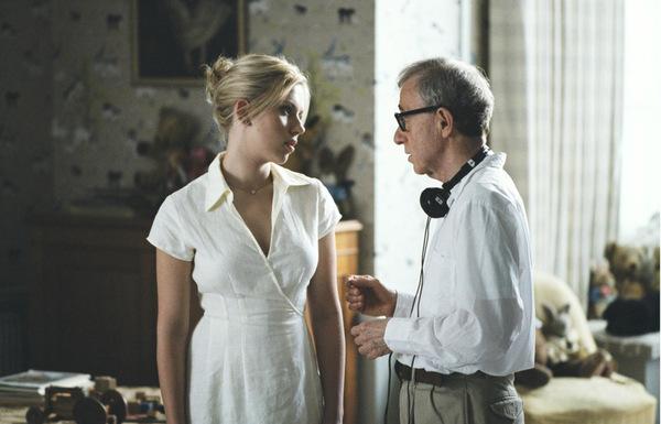 Bei den Dreharbeiten zu "Matchpoint" 2005: Woody Allen und seine Muse