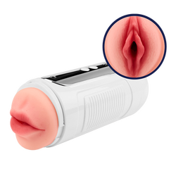 Elektrischer Masturbator mit 2 Liebesöffnungen, 21 cm