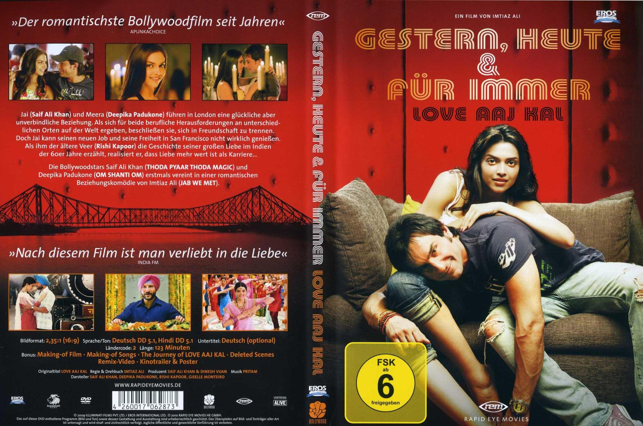 Hindi Movie Poster Love Aaj Kal 2009 Amazon Prime Gestern, Heute