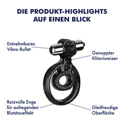 Penis- und Hodenring mit Klitorisreizer, 1,7 - 4,7 cm