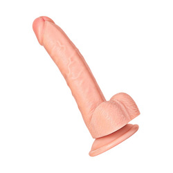 Ultra Realistic Skin - Curved Dildo with Balls, 20 cm