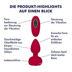 Rosen-Analplug mit LED-Licht, 9,5 cm