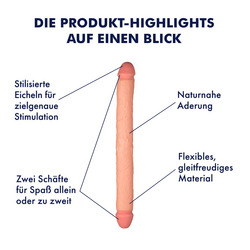 Doppeldildo mit langem Schaft, 45 cm